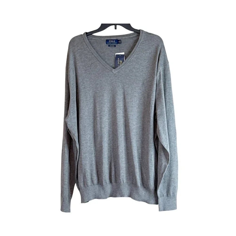Polo Ralph Lauren Men's Knit Sweater Pima Cotton V-Neck Pullover Size XXL NWT